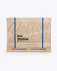 Download Wooden Pallet With Carton Box Mockup In Box Mockups On Yellow Images Object Mockups