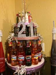 21st Birthday Mini Liquor Bottle Cake 21st Birthday Alcohol Cake 3 Styrofoam Circles Of Decreasing Size Approx 20 Glass Bottle Wine Coolers 21st Birthday Cake Alcohol Alcohol Cake 21st Birthday