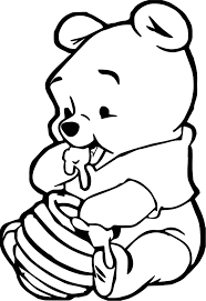 Awesome Cute Baby Winnie The Pooh Eating Hunny Coloring Page Animal Coloring Pages Bear Coloring Pages Disney Coloring Pages