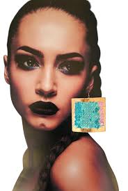 Silvery Blue Reversible Sequin Square Earrings: Hand Hammered 4 Inch Drop  Earrings