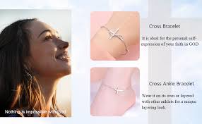 Amazon.com: Ladytree 925 Sterling Silver Cross Anklet Ankle Bracelet for  Women : Clothing, Shoes & Jewelry