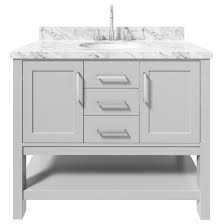 This coordinating cabinetry brings a crisp, modern look to this bathroom without sacrificing storage. Ariel Bath Bayhill 43 Single Bathroom Vanity Set Wayfair