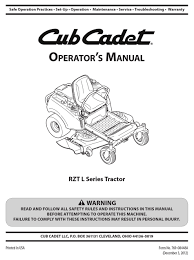 Rzt42 where to find wiring diagram i uploaded the rzt service manual here schematron.org there are a couple of wiring diagrams on the last two pages. Cub Cadet Rzt 46 Operator S Manual Pdf Download Manualslib
