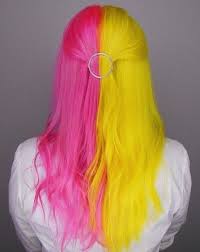 Co Sadzisz O Half Hair Color Neon Hair Split Dyed Hair Hair Styles
