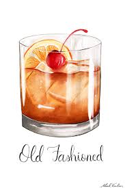 The old fashioned is a cocktail made by muddling sugar with bitters and water, adding whiskey or, less commonly, brandy, and garnishing with orange slice or zest and a cocktail cherry. Old Fashioned Cocktail Illustration Maral Varolian Cocktail Illustration Food Illustration Art Watercolor Food