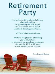 A retirement party is a celebration of the guest of honor's newfound freedom. Retirement Party Invitation Wording Ideas And Samples Wordings And Retirement Party Invitations Retirement Party Invitation Wording Retirement Invitations
