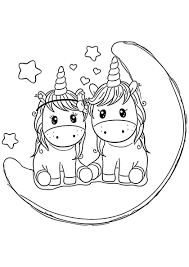 Moon Meeting High Quality Free Coloring From The Category Unicorn More Printable Pictures On Unicorn Coloring Pages Moon Coloring Pages Cute Coloring Pages