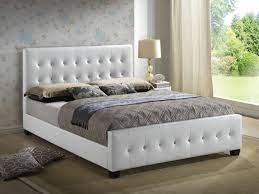 Amolife queen bed frame with headboard/platform metal bed frame with footboard/mattress foundation/strong slat support/no box spring needed. White Queen Size Modern Headboard Tufted Design Leather Look Upholstered Platform Bed Amazon In Home Kitchen