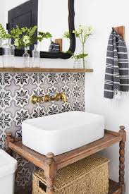 Chic bathroom features a gray built in makeup vanity topped with gray and white marble paired with a lucite klismos chair placed atop a marble hex floor by decorpad.com. 15 Best Bathroom Countertop Ideas Bathroom Countertop Sink Storage And Vanity Ideas