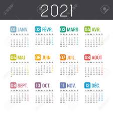 Free to download and print. Colorful Year 2021 Calendar In French Language Isolated On Royalty Free Cliparts Vectors And Stock Illustration Image 158507770