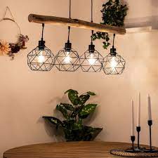 Buy retro pendelleuchte wasserrohr lampe vintage antik industrial design hängeleuchte esszimmer küche wohnung flur loft foyer beleuchtung metall leuchte decken hängelampe eisen e27 altmessing: Etc Shop Hangeleuchte Vintage Pendel Decken Lampe Holz Balken Wohn Ess Schlaf Zimmer Gitter Hange Leuchte Schwarz Online Kaufen Otto