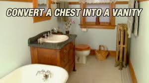 Once the paint begins to soften, use the plastic ice scraper to try to remove the splatter. Convert An Antique Chest Into A Bathroom Vanity Youtube