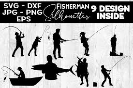 Download Fisherman Silhouettes Svg Fishing Svg Fisher Silhouette 1279915 Cut Files Design Bundles