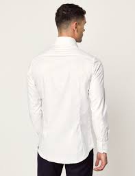 Mens Curtis White Twill Slim Fit Shirt High Collar Single Cuff