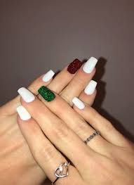 Submitted 1 year ago by rylielovessoftball. White Christmas Nails W Red And Green Powder Sparkle Christmas Nails Green Green Acrylic Nails Christmas Nails Christmas Gel Nails