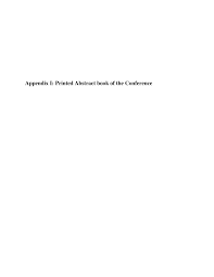Appendix I: Printed Abstract book of the Conference