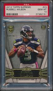 Football cards, hobby boxes, card packs, memorabilia, topps, donruss, upper deck, collectible card sets, rookies receiving new releases for football hobby boxes, singles, and memoribilia almost every day. Russell Wilson 2012 Topps Supreme 23 Rc Psa 10 Pristine Auction