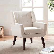 Shop with afterpay on eligible items. Amazon Com Huimo Accent Chair Button Tufted Upholstered Sofa Chairs Comfy Linen Fabric Armchair For Bedroom Reading Mid Century Modern Living Room Chair Beige Home Kitchen