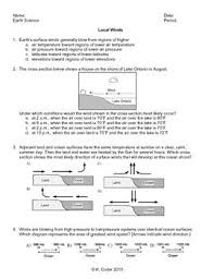 Worksheet Local Winds Earth Science Resources Earth Science Worksheets