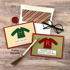 On card stock add a harry potter label and attach a mini broom which you can. Diy Weasley Jumper Holiday Cards Harry Potter Craft Crafting Cheerfully
