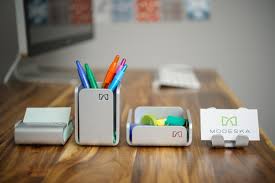 Stainless steel business card holder, satin finish. Decor Modern Desk Accessories Novocom Top