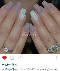 Matte Purple With Diamond Glitter On Ring Finger Nails Ring Finger Nails Diamond Nail Designs White Acrylic Nails Examine more tutorials on glitter nail art designs. ring finger nails diamond nail designs