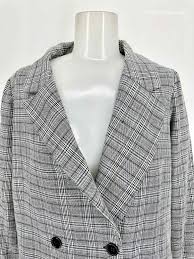 Johnny Becca Size M Black Blue Double Breasted Plaid Blazer Article Consignment