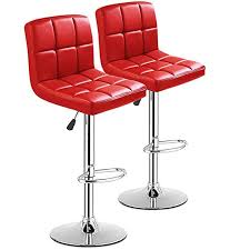 Costway Swivel Bar Stool Adjustable Pu Leather Barstools Bistro Pub Chair Counter Barstool 2red Review Pub Chairs Adjustable Bar Stools Leather Bar Stools