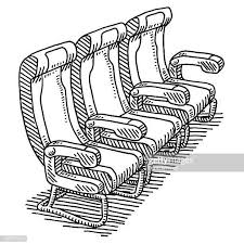 Hand Drawn Vector Drawing Of An Airplane Seat Row Black And White Vector Drawing Hand Drawn Vector How To Draw Hands