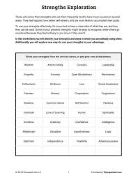 Strengths Exploration Worksheet Page 4 In 2020 Self Esteem Feeling Happy Best Self