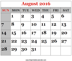 Check spelling or type a new query. August 2016 Printable Calendars