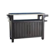 Keter Unity 40 Gal Grill Serving Prep Station Cart With Patio Storage 228833 The Home Depot In 2020 Patio Storage Outdoor Serving Cart Outdoor Kitchen