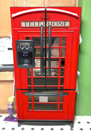 Red Telephone Box Refrigerator Wrap Side By Side Refrigerator Wraps Refrigerator Makeover Red Telephone Box