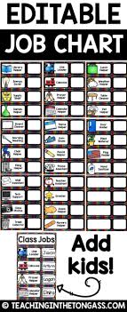 This Editable Classroom Job Chart Set Comes In Fun Colorful Design Use In A Pocket Chart On Your Whiteboard Or Classroom Job Chart Classroom Jobs Job Chart