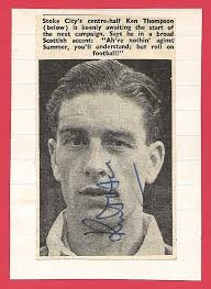 KEN THOMSON STOKE CITY FC 1952-1960 EX MIDDLESBROUGH RARE ORIGINAL  AUTOGRAPH PIC