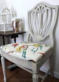 country grey chalk paint chair makeover with bird fabric chalk paint chairs painted chairs chair makeover