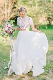 2 in 1 beaded lace & tulle cap sleeve slit wedding gown. Lace Short Sleeves Two Piece Wedding Dresses With Chiffon Skirt Loveangeldress