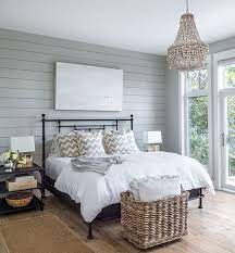 Or add some wallpaper into your decor. Love The Shiplap Accent Wall Maybe For The Master Remodel Bedroom Rustic Master Bedroom Lakehouse Bedroom