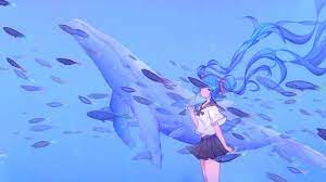 Hatsune Miku Whale Wallpaper In 2021 Hatsune Miku Miku Hatsune