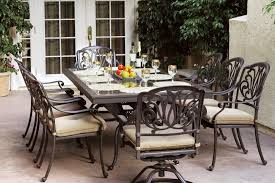 Darlee Elizabeth Cast Aluminum 9 Piece Brown Granite Top Rectangular Dining Table Set With Cushions Dl707 9pc 77l Goedekers Com Patio Dining Set Outdoor Dining Room Modern Patio Furniture