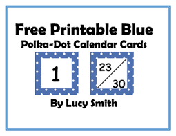 Free Printable Blue Polka Dot Calendar Cards