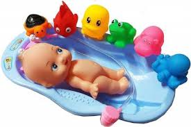 Funblast Baby Doll Bath Set With Bathtub Cute Animals Bath Toys For Kids Toddlers Colorful Fish Bath Toys For Boys Kids Babies Bath Toy Baby Doll Bath Set With Bathtub Cute Animals