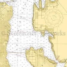 Washington Bellevue Lake Washington Nautical Chart Decor