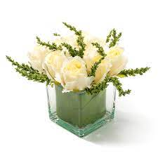 Cut flowers fresh flowers spring flowers beautiful flowers wild flowers beautiful flower arrangements floral arrangements bloom where you are planted flower vases. Yellow Artificial Roses Bouquet Faux Flowers Arrangement In Crystal Clear Square Glass Vase Walmart Com Walmart Com
