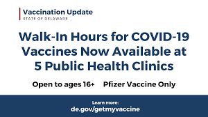 You must schedule an appointment in advance. Dph Announces Walk In Hours For Covid 19 Vaccines At 5 Public Health Clinics State Of Delaware News