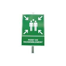 Point de rassemblement facile de lecture avec pictogrammes. Kit Panneau Point De Rassemblement W0125