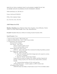 MINUTES OF THE ACADEMIC POLICY & PLANNING COMMITTEE OF THE ACADEMIC SENATE  CALIFORNIA STATE UNIVERSITY, FRESNO 5200 North B