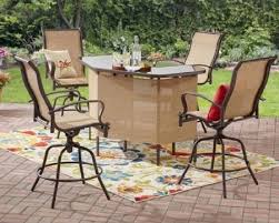 Bar Patio Set Counter High Chairs Swivel 2 Shelves Steel Frame Warm Tan Color Doesnotapply Outdoor Bar Sets Clearance Patio Furniture Metal Patio Furniture