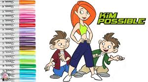 Choose your favorite coloring page and color it in bright colors. Kim Possible Coloring Book Page Kim Twins Tim And Jim Possible Sprinkled Donuts Youtube
