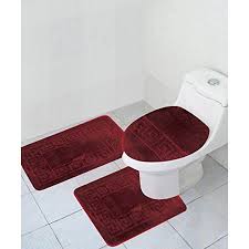 Bathroom gradient rugs luxury chenille mat set, soft plush shower rug + toilet mat, microfiber striped shaggy carpet, machine washable bath mats (curved set, 32 x 20/20 x 20, black) average rating: 3 Piece Bath Rug Set Pattern Bathroom Rug Set Rug 20 X32 Large Contour Mat 20 X20 With Lid Cover Burgundy Walmart Com Walmart Com
